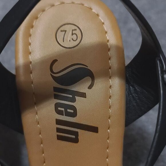 SHEIN Block Heel Black Platform Sandals 7.5 NEW - Picture 7 of 7